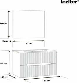 Trent Mobilier de baie 80 cm lavoar ceramic (2 sertare) cu oglindă 60x80 cm verde-alb