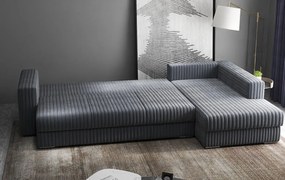Colțar extensibil dumonde cu ladă de depozitare si sezut confortabil din spuma high-density, Gloria Ambience Gri 320x183 cm
