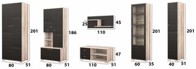 Bibliotecă living Gabriela, wenge + sonoma