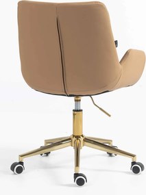 HR240K Scaun Carmel Piele Ecologica Premium Soft cu Bază Aurie