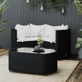 319744 vidaXL Set mobilier relaxare grădină 4 piese cu perne poliratan negru
