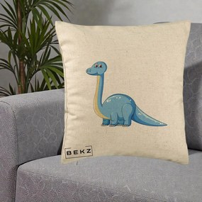 Perna Personalizata Brontosaur Albastru, 40x40 cm, Bej, Husa Detasabila, Perna Inclusa, BEKZ®