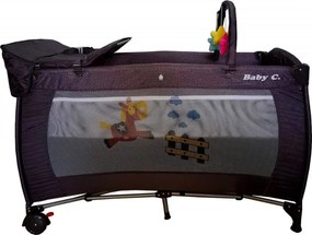 Patut pliant transformabil in tarc copii Baby Care™ NEST, 60X120 cm, 2 Niveluri, Masa infasat, Jucarie Carusel cu jucarii din plus, Fermoar acces