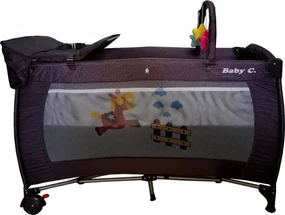 Patut pliant transformabil in tarc copii Baby Care™ NEST, 60X120 cm, 2 Niveluri, Masa infasat, Jucarie Carusel cu jucarii din plus, Fermoar acces