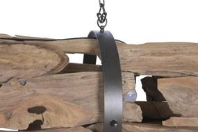 Lustră suspendată din rădăcină de tec reciclat și metal, maro, cu 3 brațe, finisaj natural, 33 x 180 x 33 cm, „Noyon”