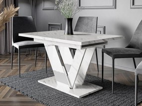Masă sufragerie extensibilă Granger (Marmură Alb + lucios Alb) (pentru 2-6 persoane). Promo -17%. 1105382