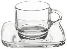 Orion Set de căni din sticlă cu farfurioară Cozy 6bucăți, 0,091 ml, 91 ml
