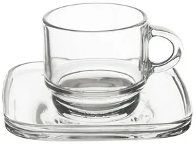 Orion Set de căni din sticlă cu farfurioară Cozy 6bucăți, 0,091 ml, 91 ml