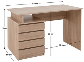 Masă de birou HANY NEW, stejar sonoma