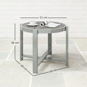 Outsunny Masă laterală rotundă pentru grădină/balcon, aluminiu rezistent la intemperii, aspect marmură, gri | Aosom Romania