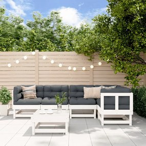 vidaXL Set mobilier relaxare grădină&amp;perne 6 piese alb lemn masiv pin