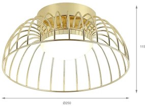 Plafonieră LED BETSY, 12 W / 230 V, Ø 25 cm, aurie