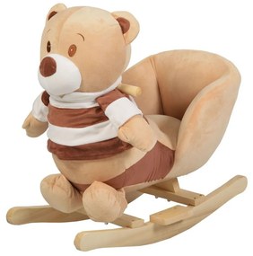 Balansoar din plus cu melodii NOVOKIDS ™ Happy Bear XXL , 1-6 ani, dimensiuni 60x29x51 cm, max 20 kg, model Ursulet , Maron