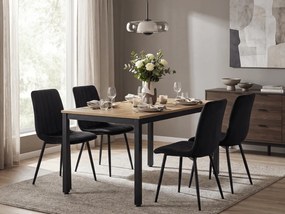 Scaun din catifea neagra LAVA ONYX cu picioare negre