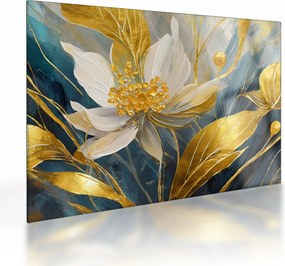 Tablou pe sticlă - Pictura de flori de aur (70x50 cm)