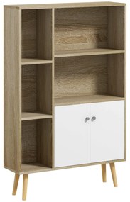 HOMCOM Bibliotecă scandinavă mobilier de depozitare dim. 80L x 23,5l x 123H cm 5 nișe ușă placard 2 picioare subțiri inclinate | Aosom Romania