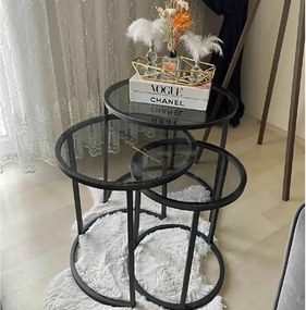 Set masuta de cafea sticla,Seria 440,Homs, 3 buc,0027