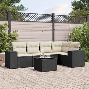 3222535 vidaXL Set mobilier de grădină cu perne, 6 piese, negru, poliratan