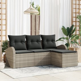 vidaXL Set de canapele pentru grădină 4 pcs Gri deschis Rattan poli