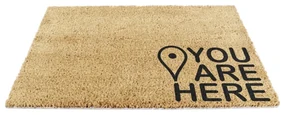 Covoraș de intrare din fibre de nucă de cocos 40x60 cm You Are Here – Artsy Doormats