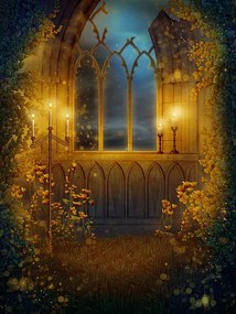 Ilustrație Window with candles and vines, FairytaleDesign