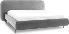 Pat matrimonial gri tapițat cu spațiu de depozitare cu somieră 160x200 cm Pointt – ELTAP