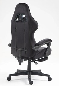 RESIGILAT- Scaun gaming, ergonomic, suport lombar cu masaj, sezut cu arcuri și spumă, spătar reglabil, tetieră, suport pentru picioare, rezistent 150 kg, material textil, Negru