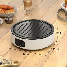 HOMCOM Plită Ceramică Electrică cu Plită de Grătar, Multifuncțională 36cm cu 4 Niveluri de Căldură pentru Toate Tipurile de Oale | Aosom Romania