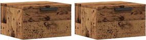 vidaXL Noptiere de perete, 2 buc., lemn vechi, 34x30x20 cm
