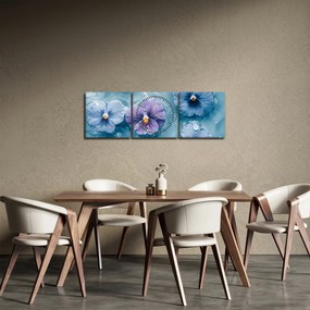Tablou - Violete în apă (cu ceas) (90x30 cm)