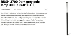 Stalp LED iluminat exterior simetric 360º IP65 RUSH 370cm 3000K DALI