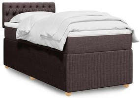 vidaXL Pat box spring cu saltea, maro închis, 100x200 cm, textil