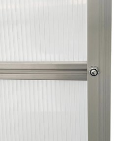 Outsunny Seră de Grădină din Policarbonat 7,1 m² dim. 1,9L x 3,75l x 1,99 m cu Fundație, Fereastră de Ventilație Reglabilă, Ușă Glisantă - Argintiu și Transparent | Aosom Romania