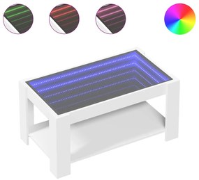 847553 vidaXL Măsuță de cafea cu LED, alb, 93x53x45 cm, lemn prelucrat