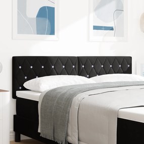 vidaXL Tăblie LED cu lumini cu bandă LED Argyle Negru 80 cm Catifea