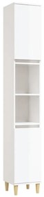 819790 vidaXL Dulap de baie, alb extralucios, 30x30x190 cm, lemn prelucrat
