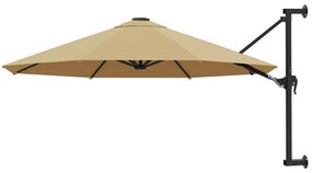 vidaXL Umbrelă soare montaj pe perete tijă metalică gri taupe 300 cm