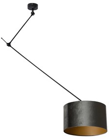 Lampa Suspendată Neagră cu Abajur de Catifea Verde 35cm - Blitz