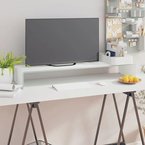 Stand TV Suport monitor, sticla, alb, 100x30x13 cm 1, Alb, 100 x 30 x 13 cm