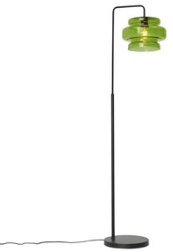 Lampă de podea retro neagră cu sticlă verde - Denise