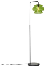 Lampă de podea retro neagră cu sticlă verde - Denise