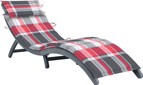 vidaXL Șezlong de grădină cu pernă gri, lemn masiv de acacia