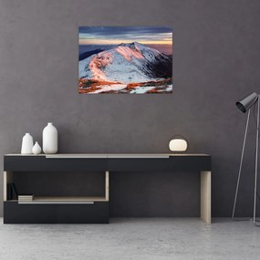 Tablou pe sticlă - Panoramă montană de iarnă II. (70x50 cm)
