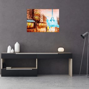 Tablou pe sticlă - Vremea ploioasă și Turnul Eiffel (70x50 cm)