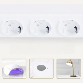 MANIAU201 - Masuta manichiura, 112 cm, cu aspirator incorporat, masa cosmetica - Alb - Imitatie de marmura - Auriu