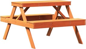 vidaXL Masă de picnic, maro ceruit, 105x134x75 cm, lemn masiv de pin