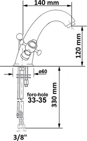Baterie aurie pentru chiuvetă înaltă Antea – Sapho