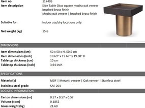 Masuta laterala design LUX Otus square