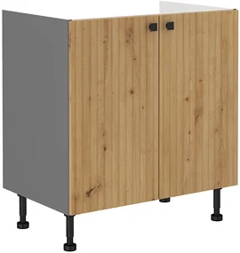 Dulap inferior de bucătărie sub chiuvetă Avantoe 80 ZL 2F BB (Stejar artisan + Antracit). 1049642