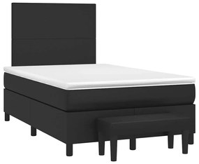 vidaXL Pat box spring cu saltea, negru, 120x190 cm, piele ecologică